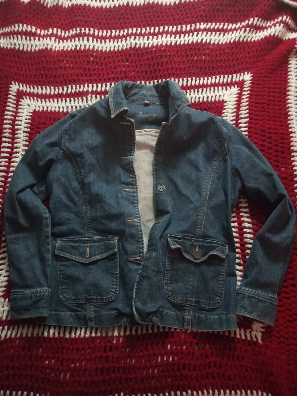 Jessica Dark Blue Denim Jacket with Button Front